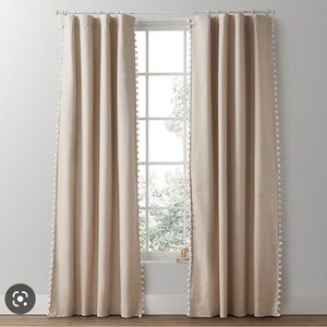 Restoration hardware RH baby & child Pom Pom drapes- (4) 50 x 84” panels Taupe
